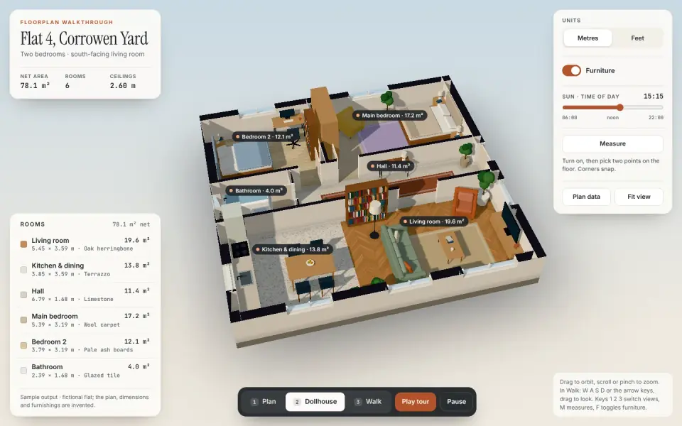 Floorplan Walkthrough 3D: sample output