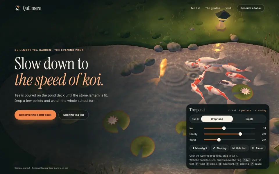 Koi Pond Sandbox: sample output