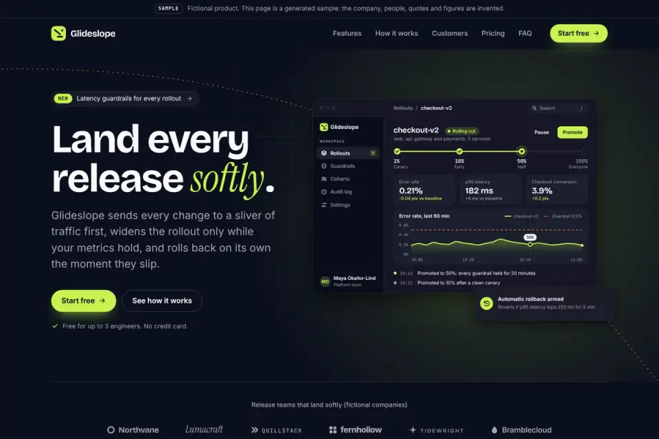 Responsive Product Landing Page: sample output