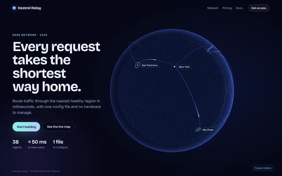 Signal Globe Hero: rendered sample output