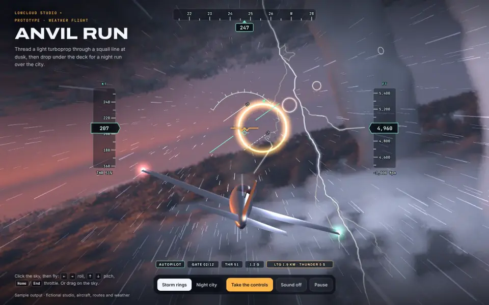 Storm Flight Sim: sample output