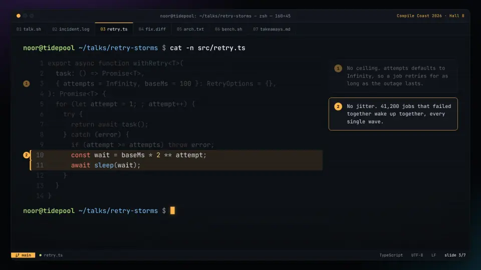 Terminal Talk Deck: sample output