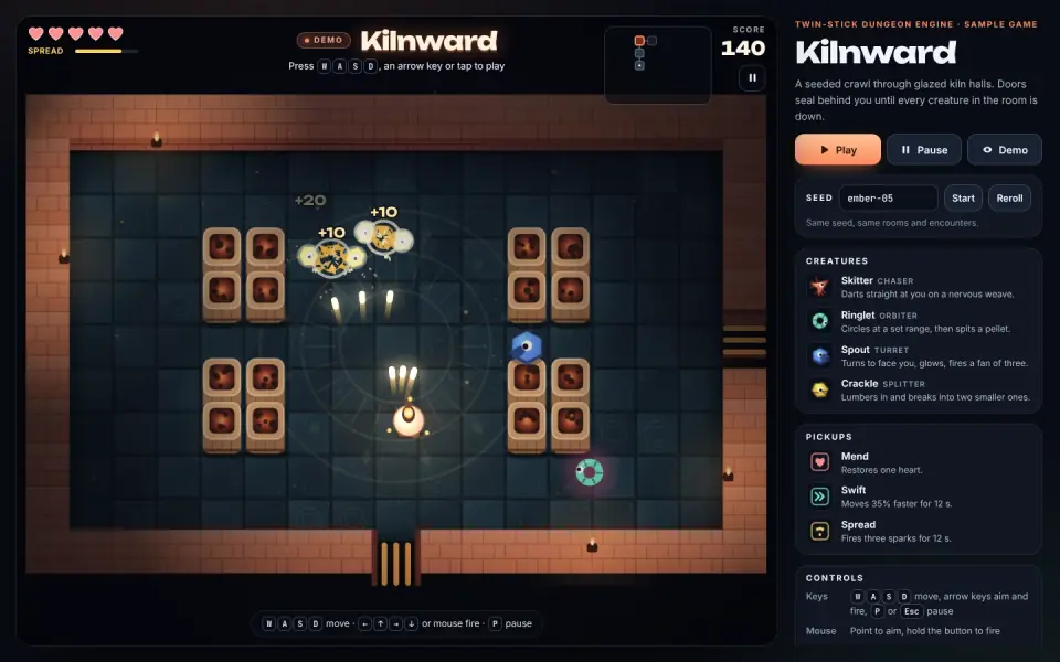 Twin-Stick Dungeon Engine: sample output