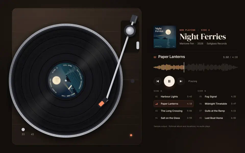 Vinyl Player UI: sample output