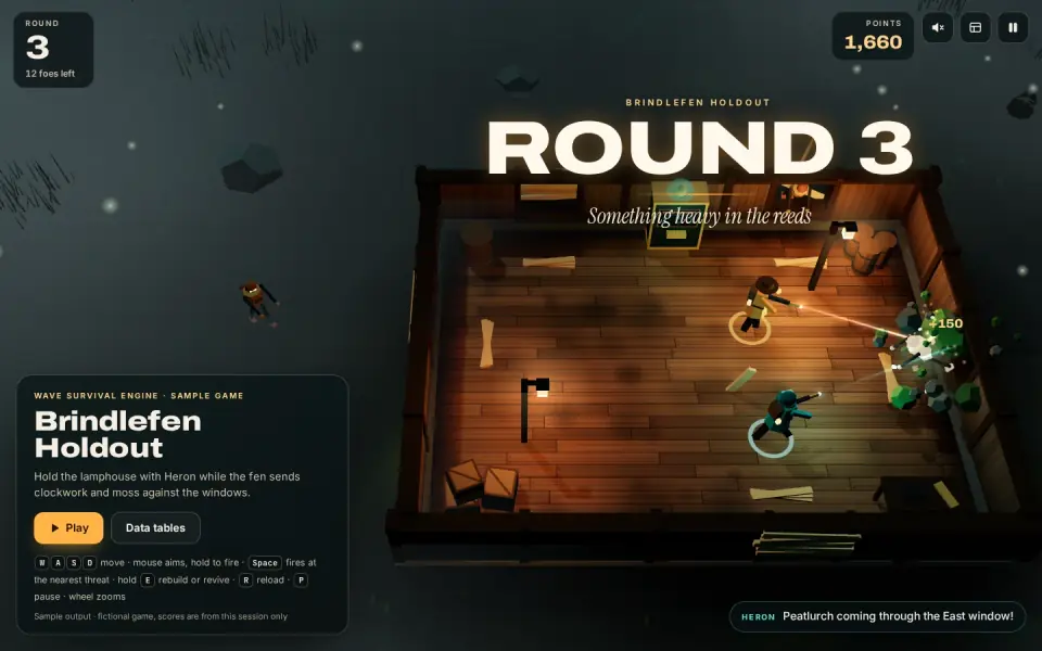Wave Survival Arena: sample output